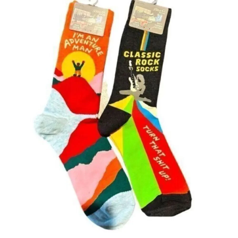 NWT BlueQ Men’s Crew Novelty Socks - 2 Pair - Fits Shoe Size 7-12